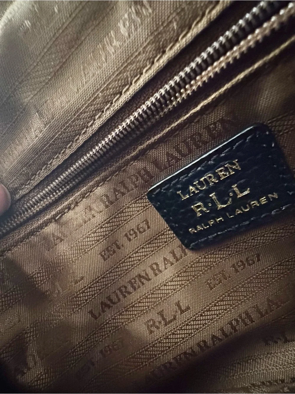 Lauren Ralph Lauren Black Pebbled Leather Crossbody Tassel Bag